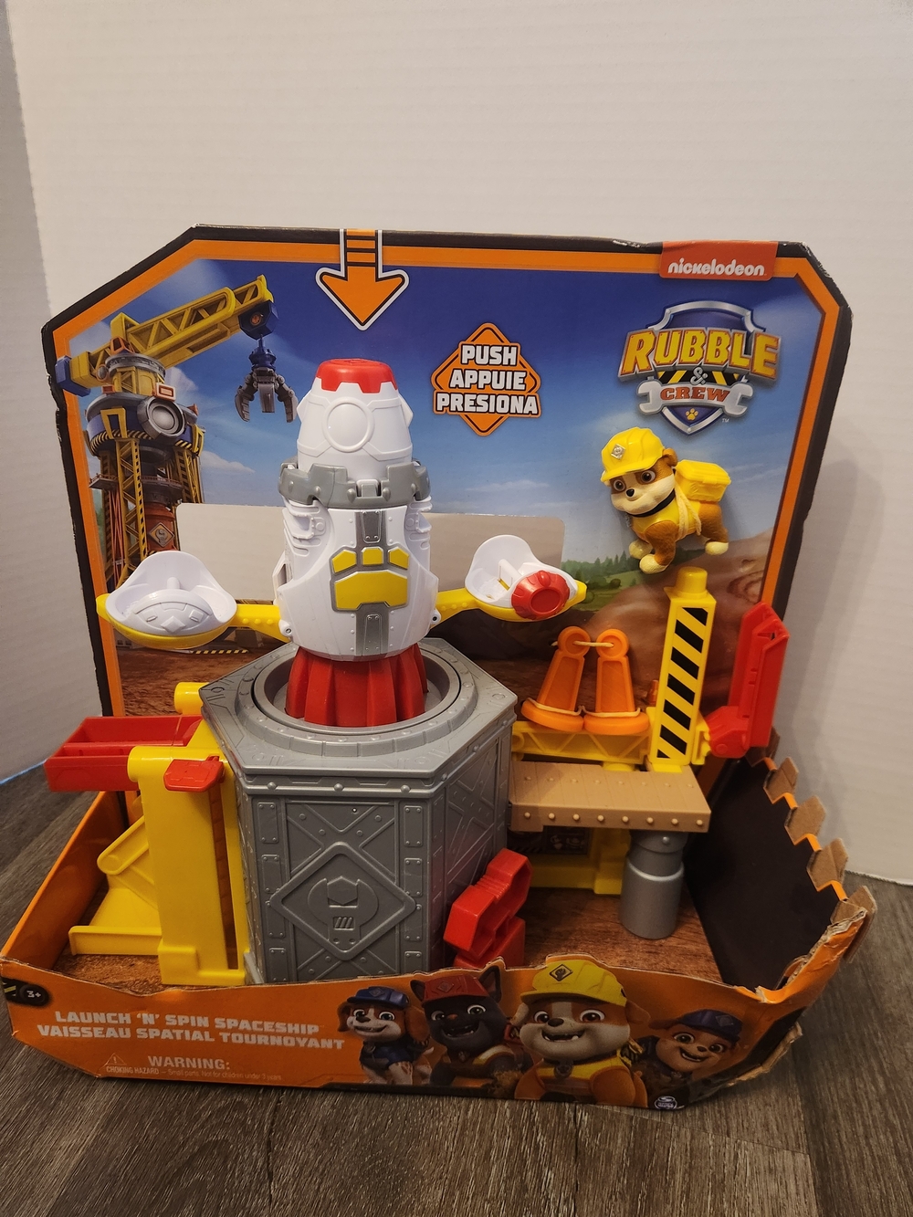 Nickelodeon Rubble Crew Launch 'n' Spin Spaceship Toy - Yellow, Red, Gray